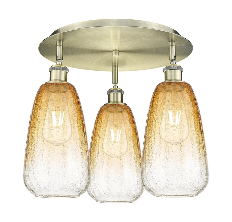 Innovations - 516-3C-AB-G480-6AM - Three Light Semi-Flush Mount - Ballston - Antique Brass