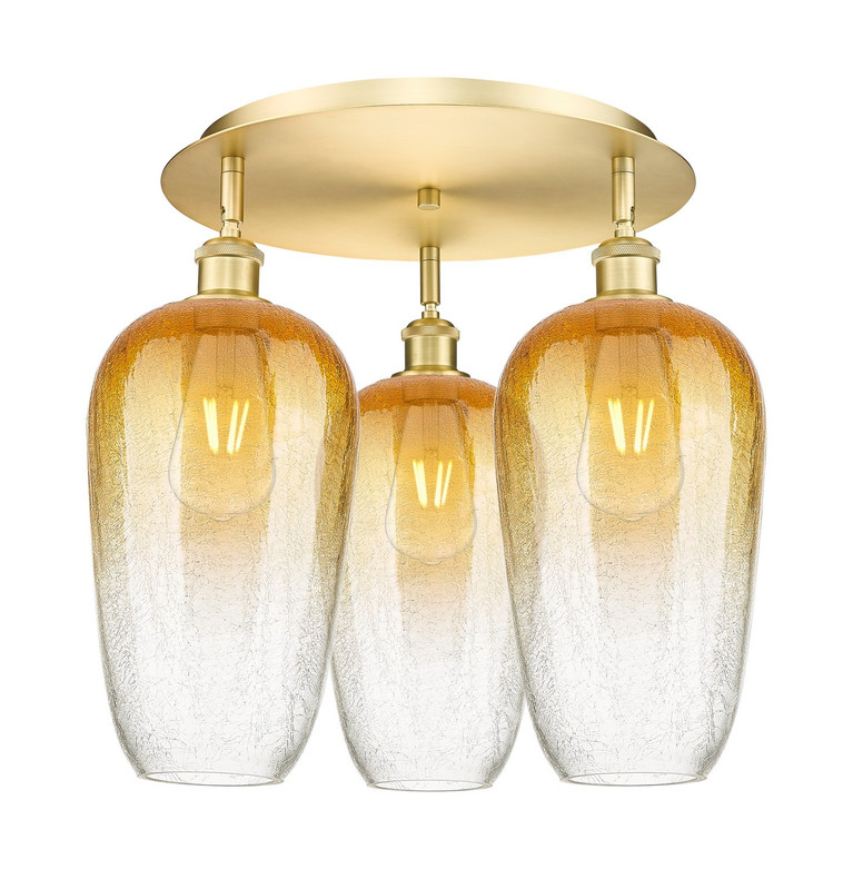 Innovations - 516-3C-SG-G484-7AM - Three Light Semi-Flush Mount - Ballston - Satin Gold