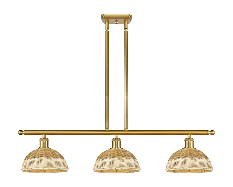 Innovations - 516-3I-SG-NBD2-9-NAT - Three Light Island Pendant - Ballston - Satin Gold