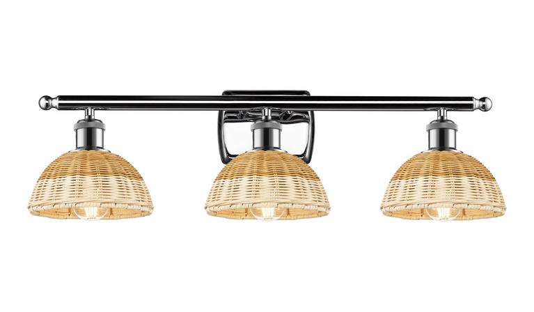Innovations - 516-3W-PC-NBD2-75-NAT - Three Light Bath Vanity - Ballston - Polished Chrome
