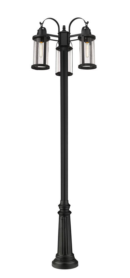 Z-Lite - 569MP3-511P-BK - Three Light Outdoor Post Mounted Fixture - Roundhouse - Black