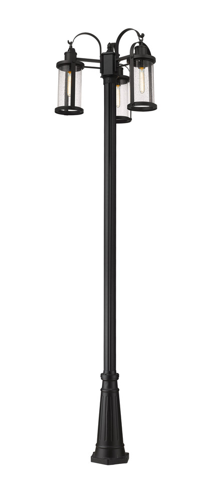 Z-Lite - 569MP3-519P-BK - Three Light Outdoor Post Mounted Fixture - Roundhouse - Black