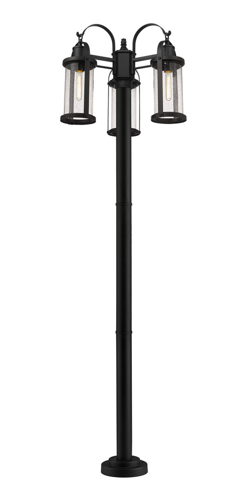 Z-Lite - 569MP3-567P-BK - Three Light Outdoor Post Mounted Fixture - Roundhouse - Black
