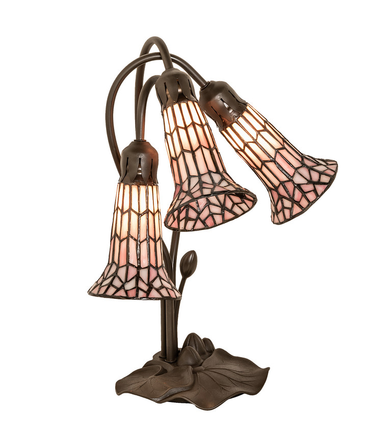 Meyda Tiffany - 251689 - Three Light Table Lamp - Stained Glass Pond Lily - Mahogany Bronze
