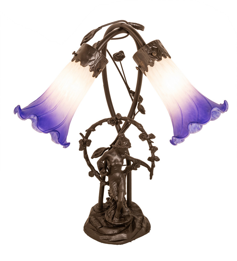 Meyda Tiffany - 251856 - Two Light Table Lamp - Blue/White Pond Lily - Mahogany Bronze