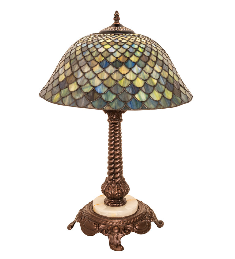 Meyda Tiffany - 251959 - One Light Table Lamp - Tiffany Fishscale - Mahogany Bronze