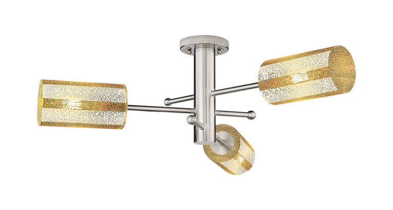 Innovations - 434-3F-SN-G434-7ME - Three Light Semi-Flush Mount - Downtown Urban - Satin Nickel