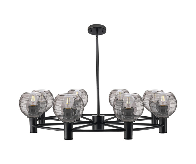 Innovations - 434-8CR-BK-G1213-6SM - Eight Light Chandelier - Downtown Urban - Matte Black