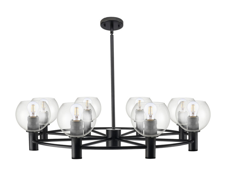 Innovations - 434-8CR-BK-G122-6 - Eight Light Chandelier - Downtown Urban - Matte Black