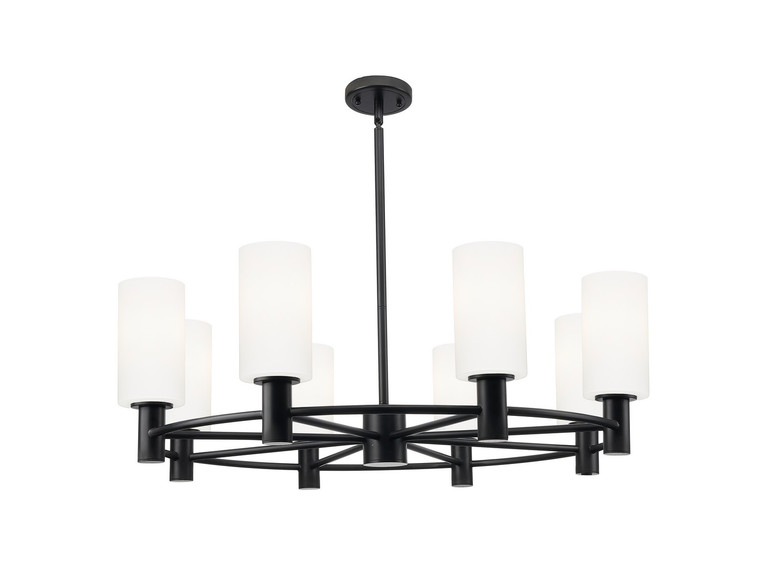 Innovations - 434-8CR-BK-G434-7WH - Eight Light Chandelier - Downtown Urban - Matte Black