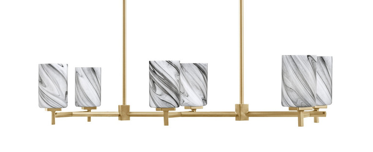 Toltec Lighting - 1226-NAB-3009 - Six Light Island Pendant - Franklin - New Age Brass