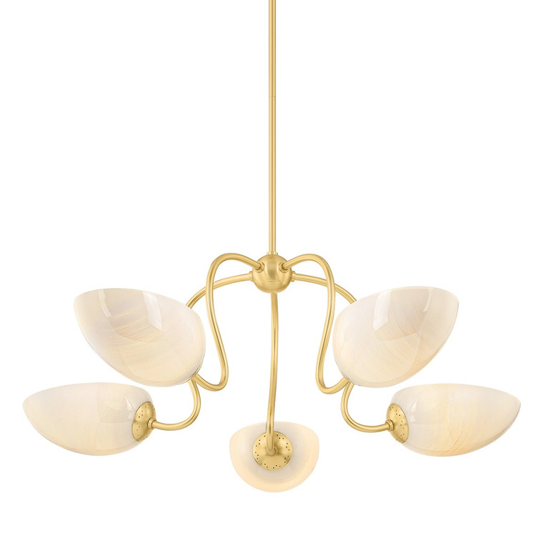 Mitzi - H1064805-AGB - Five Light Chandelier - Reva - Aged Brass