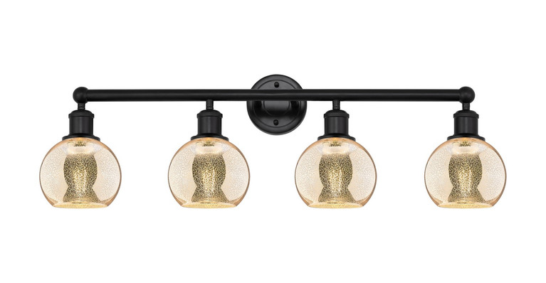Innovations - 616-4W-BK-G128-6 - Four Light Bath Vanity - Edison - Matte Black