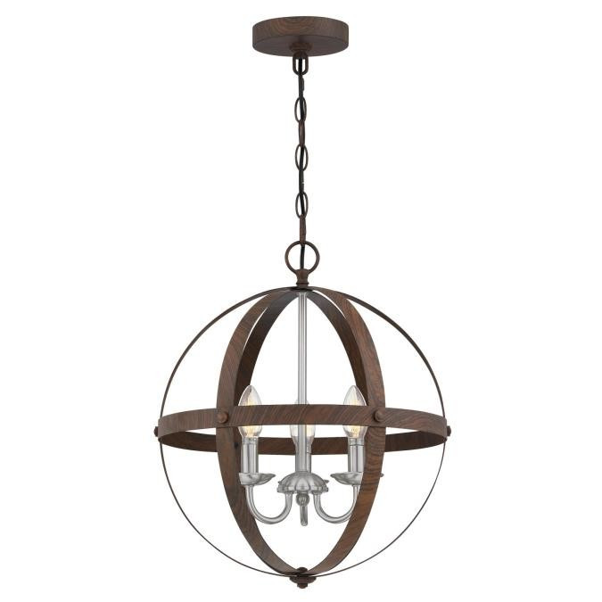 Westinghouse Lighting - 6116000 - Three Light Chandelier - Stella Mira - Walnut With Brushed Nickel Accents