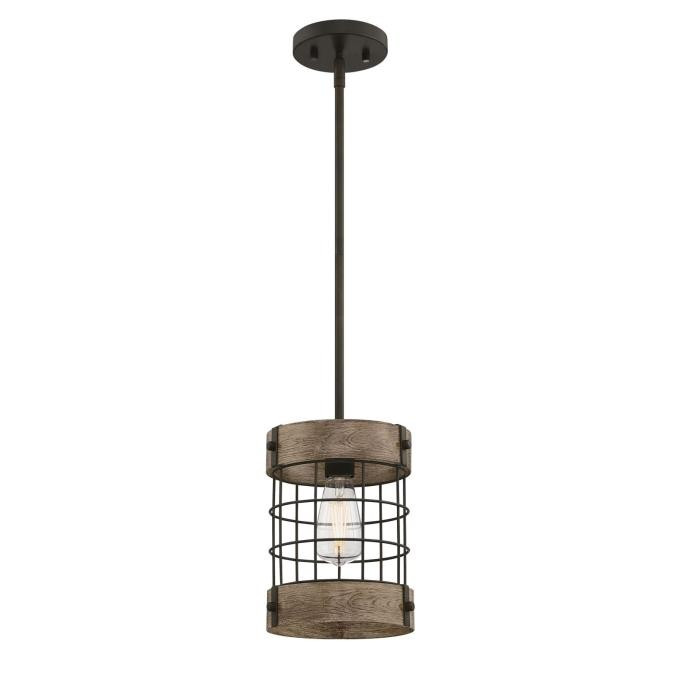Westinghouse Lighting - 6118000 - One Light Pendant - Langston - Oil Rubbed Bronze With Vintage Pine Accents