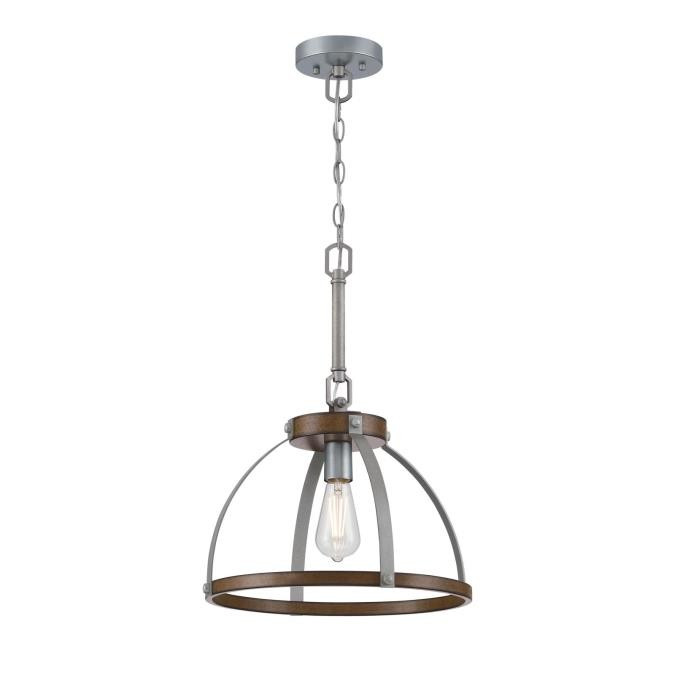Westinghouse Lighting - 6127500 - One Light Pendant - Oak Lane - Barnwood And Galvanized Steel