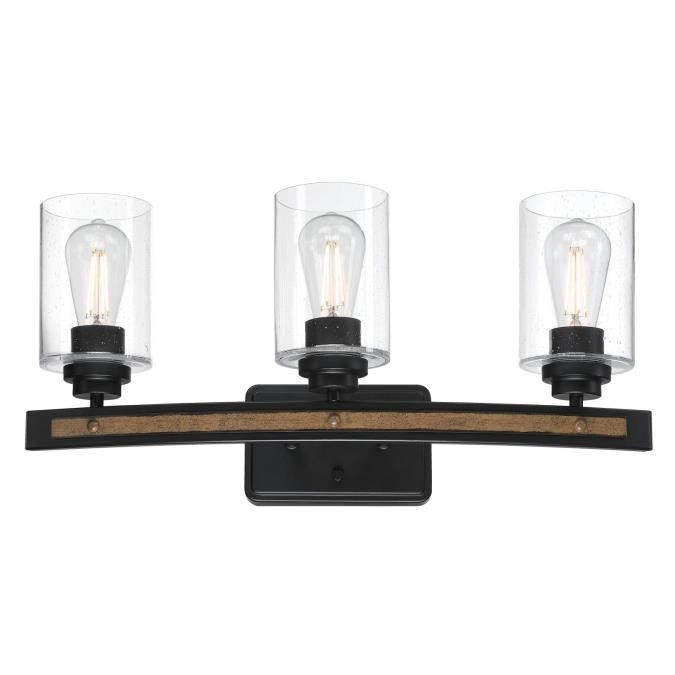Westinghouse Lighting - 6128700 - Three Light Wall Fixture - Broomall - Matte Black And Barnwood