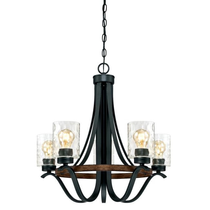 Westinghouse Lighting - 6331900 - Five Light Chandelier - Barnwell - Textured Iron And Barnwood