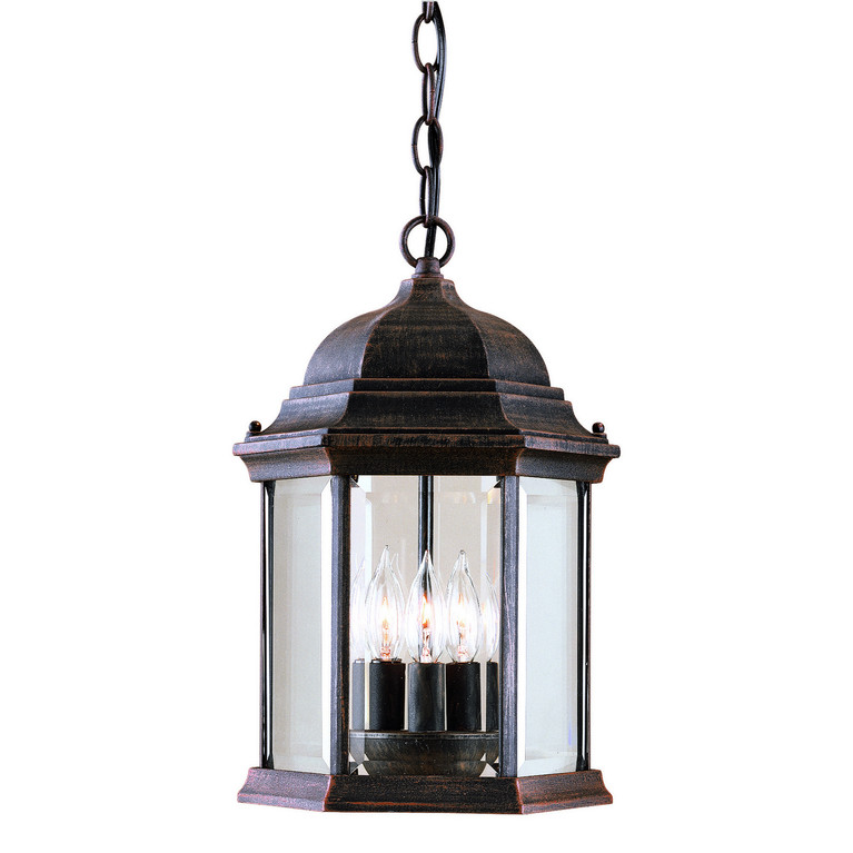 Forte - 1711-03-28 - Three Light Outdoor Pendant - Painted Rust