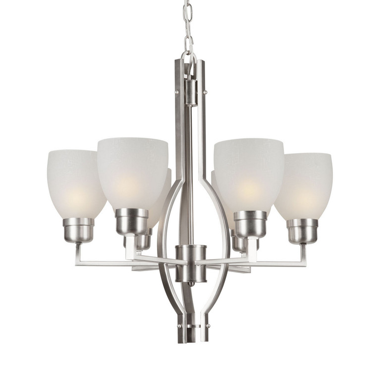 Forte - 2555-06-55 - Six Light Chandelier - Brushed Nickel