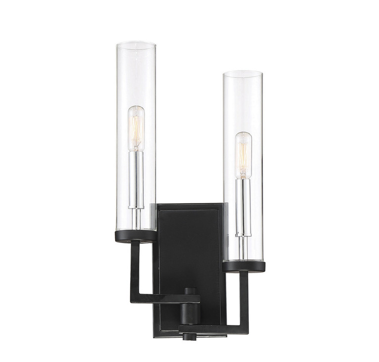 Savoy House - 9-2134-2-67 - Two Light Wall Sconce - Folsom - Matte Black w/Polished Chrome