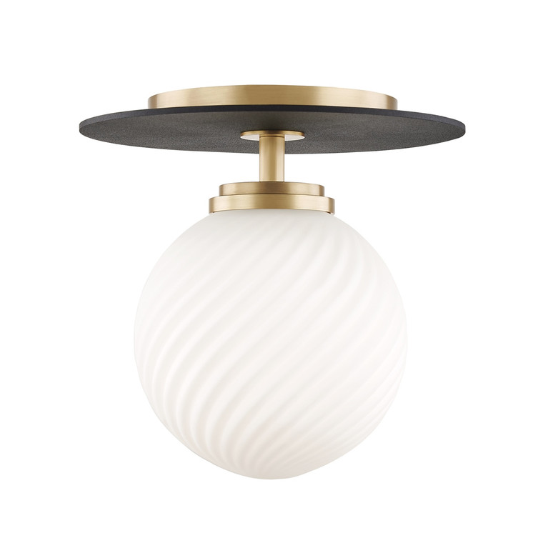 Mitzi - H200501S-AGB/BK - LED Semi Flush Mount - Ellis - Aged Brass