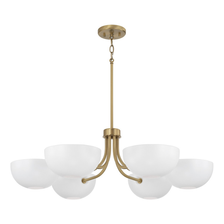 Capital Lighting - 451461AW - Six Light Chandelier - Reece - Aged Brass and White