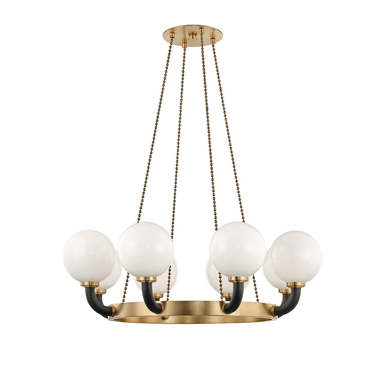 Hudson Valley - 3646-AGB/BK - Eight Light Chandelier - Werner - Aged Brass