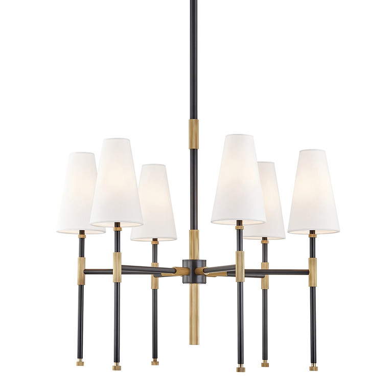 Hudson Valley - 3728-AOB - Six Light Chandelier - Bowery - Aged Brass/Old Bronze