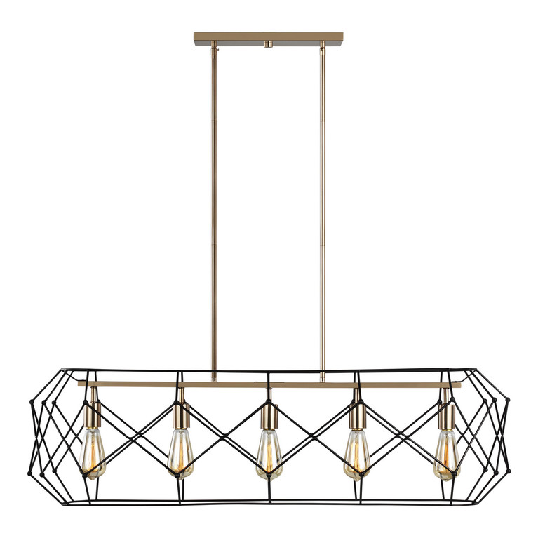 Visual Comfort Studio - 6634105-848 - Five Light Linear Chandelier - Zarra - Satin Brass
