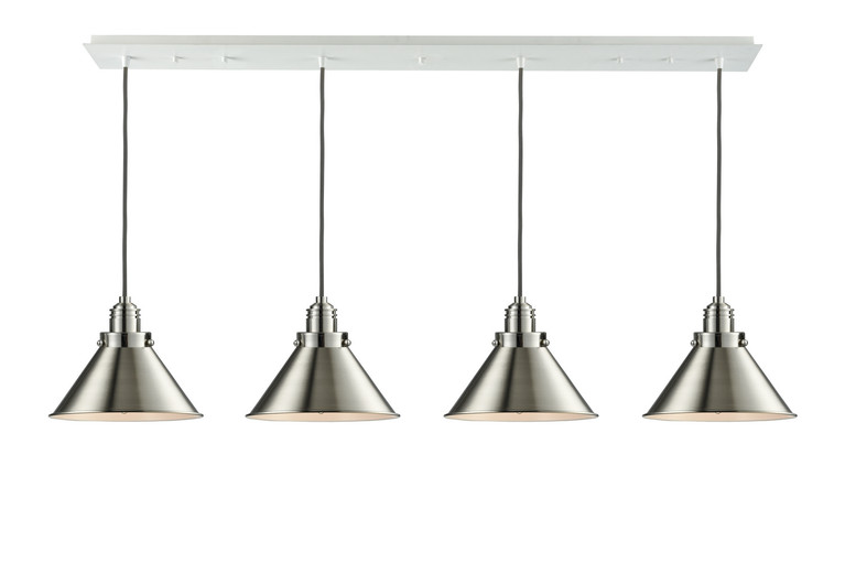 Innovations - 124W-10GY-2H-SN-M10-SN - Four Light Linear Pendant - Winchester - White
