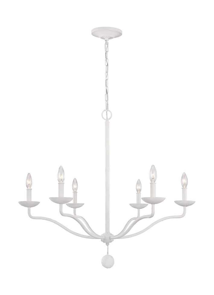 Visual Comfort Studio - F3130/6PSW - Six Light Chandelier - Annie - Plaster White
