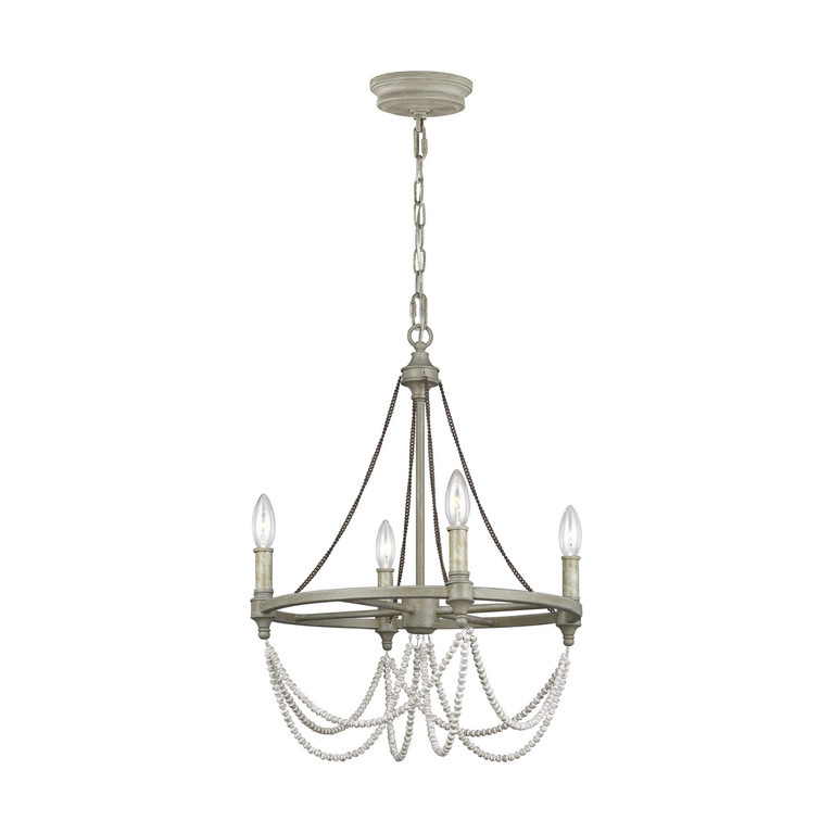 Visual Comfort Studio - F3331/4FWO/DWW - Four Light Chandelier - Beverly - French Washed Oak / Distressed White Wood