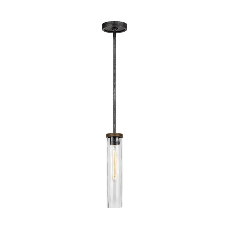 Visual Comfort Studio - P1510DWK/SGM - One Light Pendant - Angelo - Distressed Weathered Oak / Slate Grey Metal