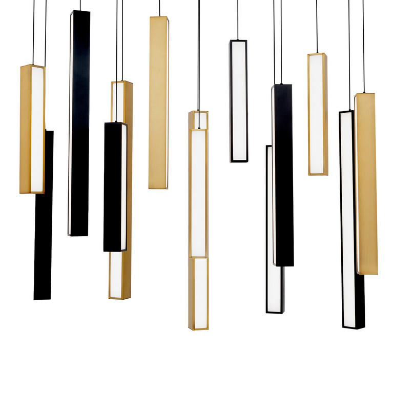 Modern Forms - PD-64814L-BK/AB-BK - LED Pendant - Chaos - Black/Aged Brass & Black
