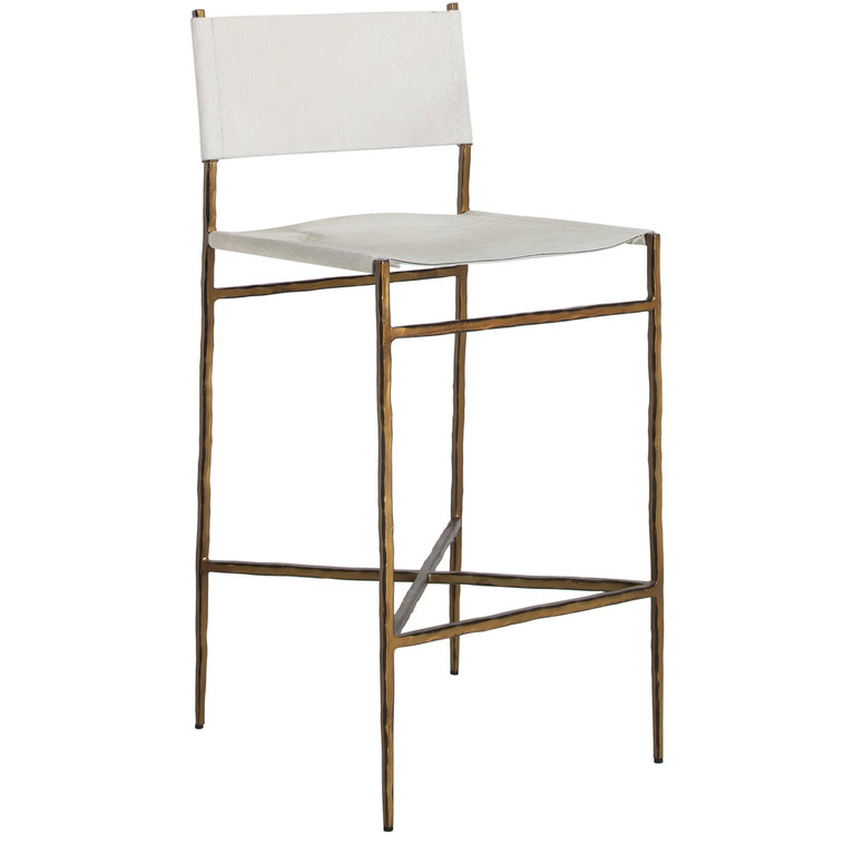 Gabby - SCH-175163 - Bar Stool - Landon - Antique Aged Brass|Natural Ivory Hide
