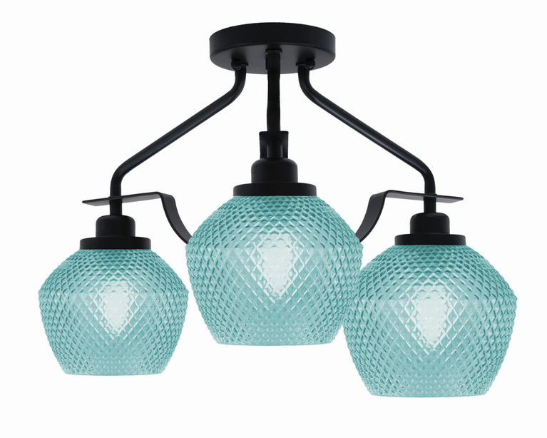 Toltec Lighting - 2607-MB-4625 - Three Light Semi-Flush Mount - Odyssey - Matte Black