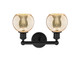 Edison Two Light Bath Vanity (616-2W-BK-G128-6)