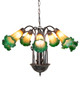 Amber/Green Tiffany Pond Lily Seven Light Chandelier (11584)
