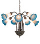 Pink/Blue Seven Light Chandelier (11687)