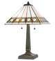 Meyda Tiffany - 258723 - Two Light Table Lamp - Diamond Band Mission - Verdigris Mahogany Bronze