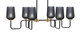 Toltec Lighting - 6236-MBNAB-4252 - Six Light Bar - Sandia - Matte Black & New Age Brass