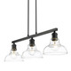 Carver Three Light Linear Pendant (0305-LP BLK-CLR)