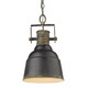 Golden - 0843-1P ABI - One Light Mini Pendant - Quarry - Antique Black Iron