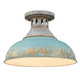 Golden - 0865-SF AGV-TEAL - One Light Semi-Flush Mount - Kinsley - Aged Galvanized Steel