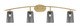 Toltec Lighting - 3724-NAB-262 - Four Light Bath Bar - Kurve - New Age Brass