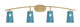 Toltec Lighting - 3724-NAB-265 - Four Light Bath Bar - Kurve - New Age Brass