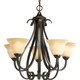 Progress Lighting - P4416-77 - Five Light Chandelier - Torino - Forged Bronze