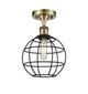 Innovations - 516-1C-AB-CE-8-BK - LED Semi-Flush Mount - Ballston - Antique Brass