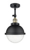 Innovations - 201F-BAB-HFS-84-BK-LED - LED Semi-Flush Mount - Franklin Restoration - Black Antique Brass